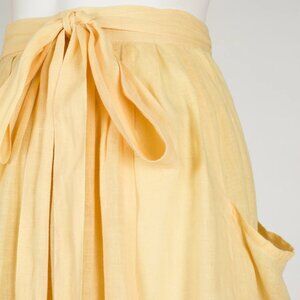 Cacharel 1970s Vintage Pale Yellow Linen Wrap Skirt Sz XS S